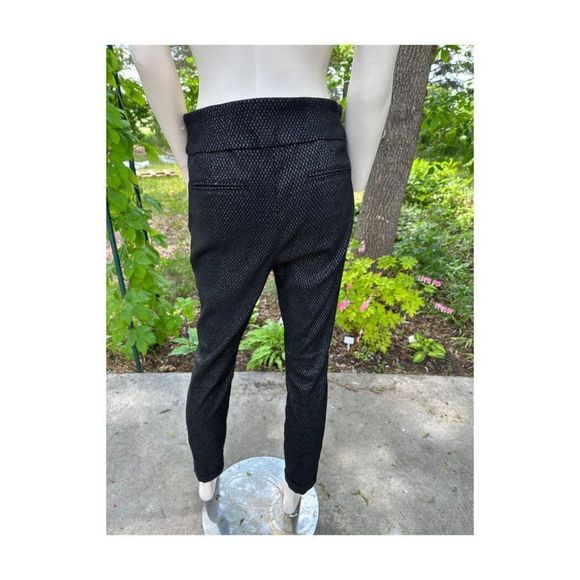 Lord & Taylor Kelly Pull On Black Stretch Trousers Silver Metallic Flat Front 14 - Picture 4 of 14